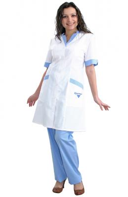 Костюм женский медсестры: халат укороченный модель ХЖУ-1-12, брюки модель БРЖ-1-1