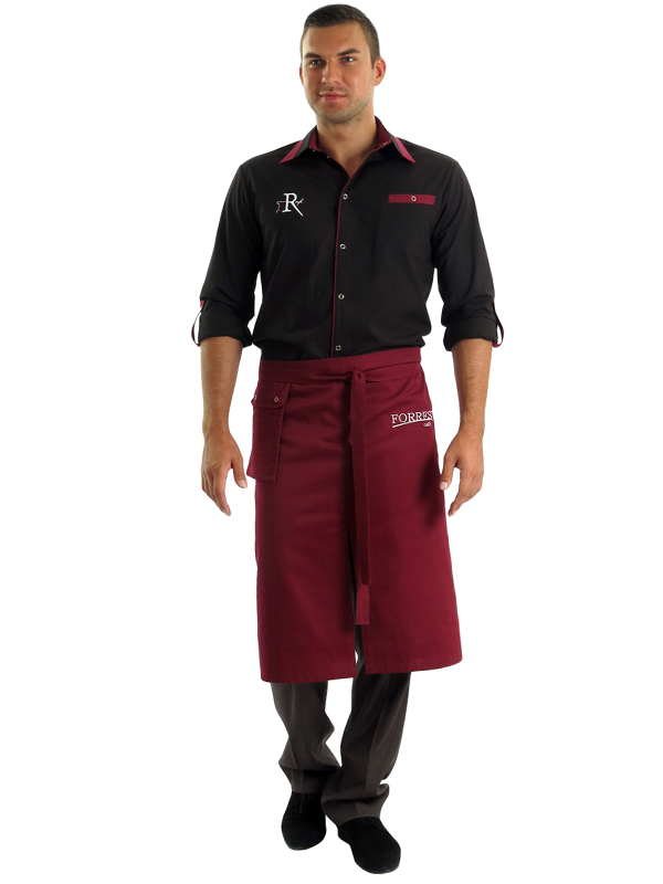 Костюм мужской официанта: сорочка модель С-1-4, фартук модель Ф-30-5, брюки БРМ-3